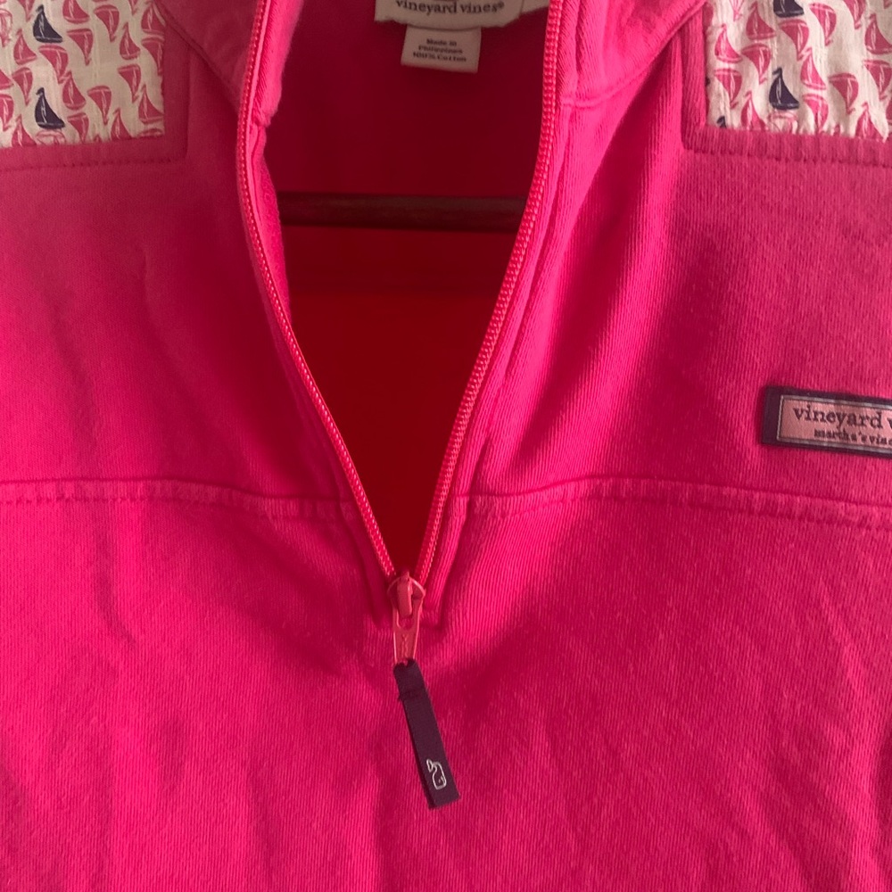 Vineyard Vines Women's Pink Quarter Zip 100% Cotton Pullover Size Small - Picture 4 of 10